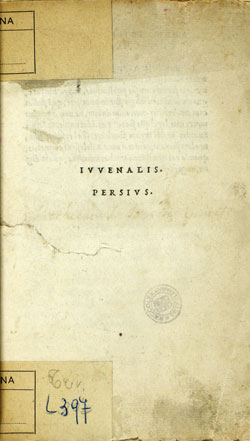 Cover of Iuvenalis. Persius