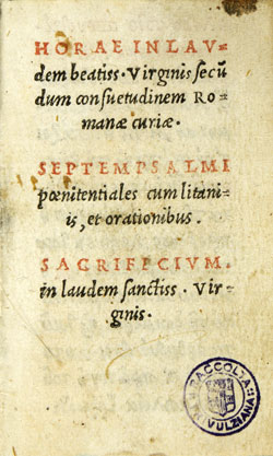 Cover of Horae in laudem beatissimae Virginis
